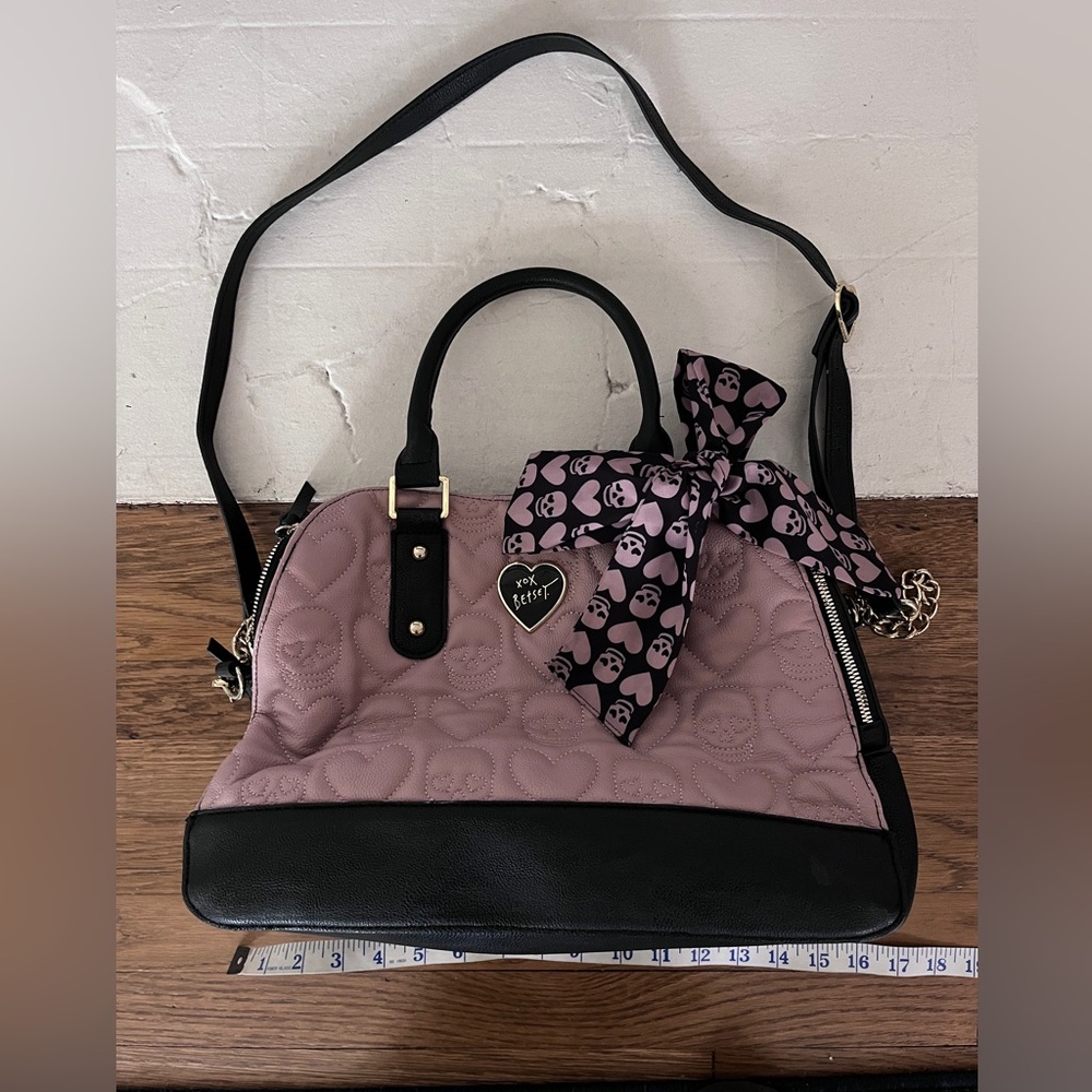 Medium Large Betsey Johnson Dusty Pink Skull Purse